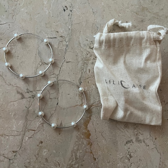 Revolve Lili claspe pearl hoop earrings Molly hoops the flirt